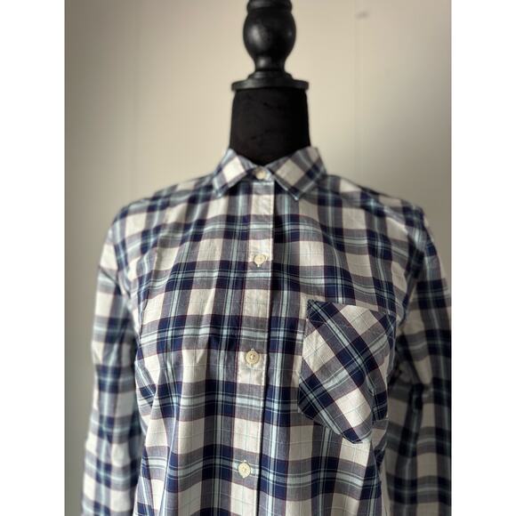 Women's UNTUCKit Sorbo Blue Plaid Shirt Size 4 - Picture 7 of 8